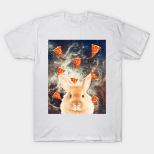 Bunny in flying pizza space T-Shirt